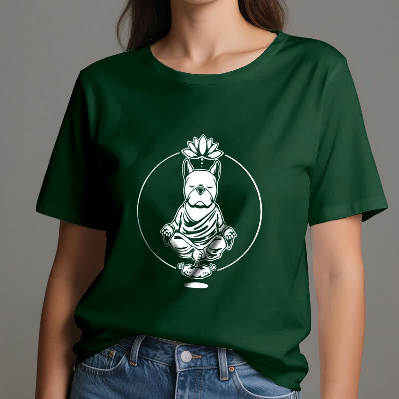 Olivenorma Zen Meditation French Bulldog Lotus T-Shirt