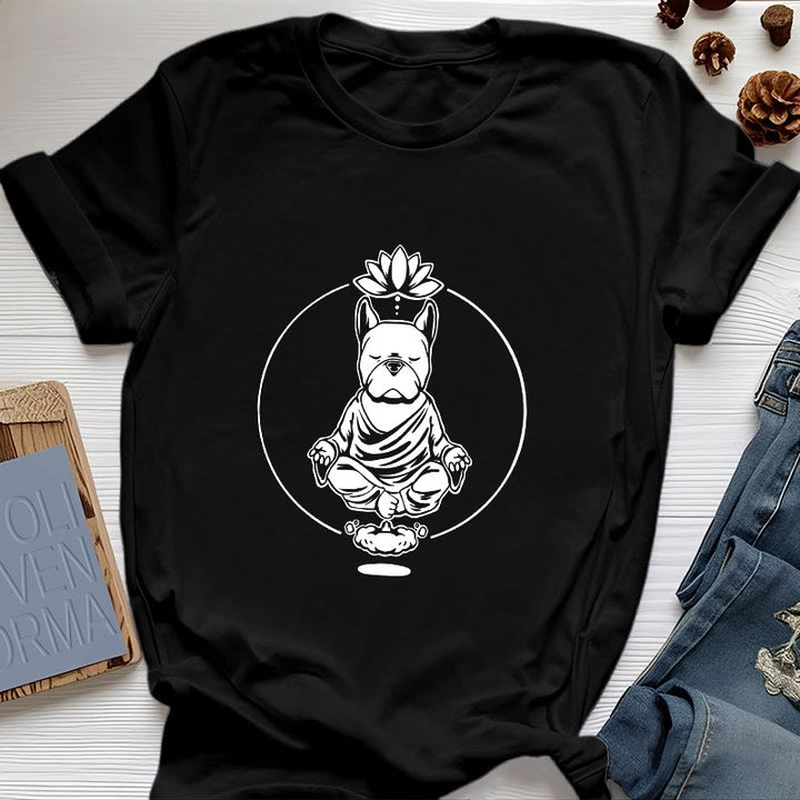 Olivenorma Zen Meditation French Bulldog Lotus T-Shirt