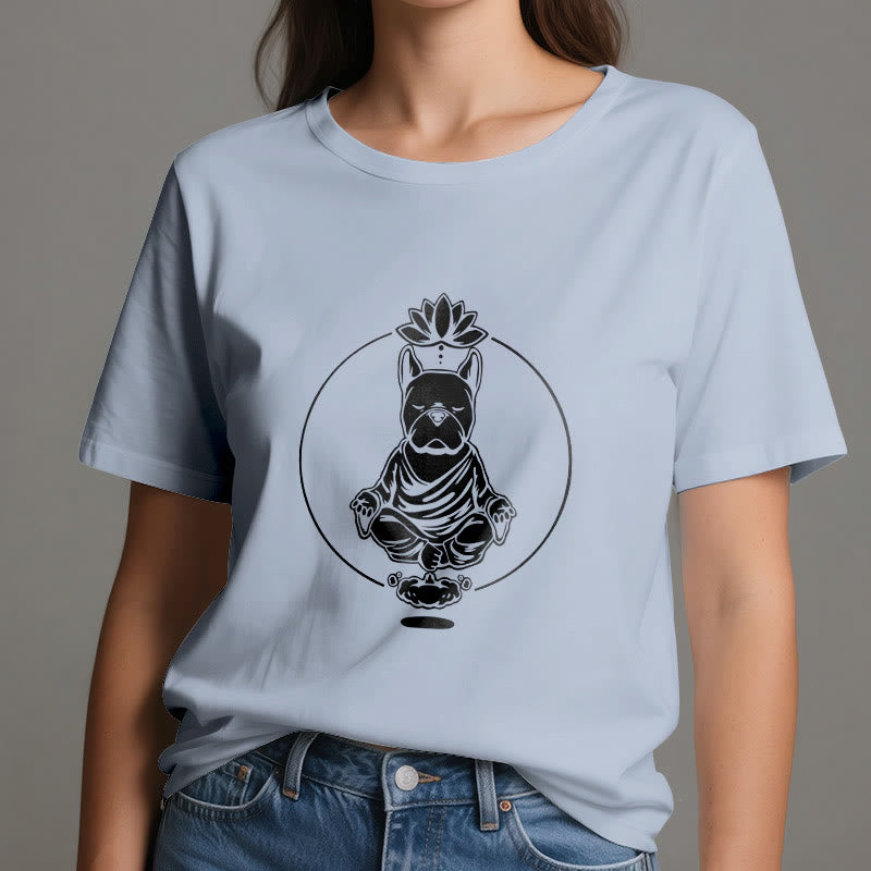 Olivenorma Zen Meditation French Bulldog Lotus T-Shirt