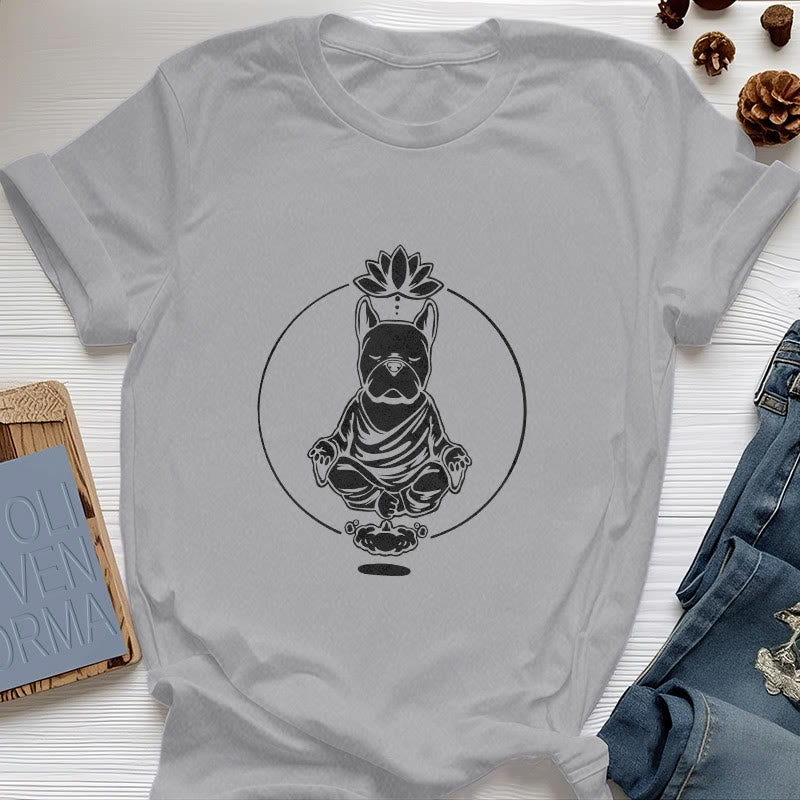 Olivenorma Zen Meditation French Bulldog Lotus T-Shirt