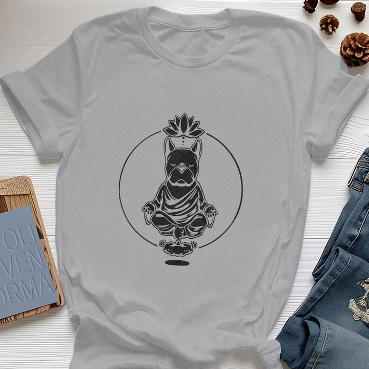 Olivenorma Zen Meditation French Bulldog Lotus T-Shirt
