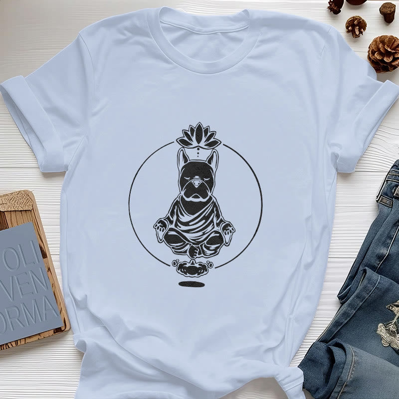 Olivenorma Zen Meditation French Bulldog Lotus T-Shirt