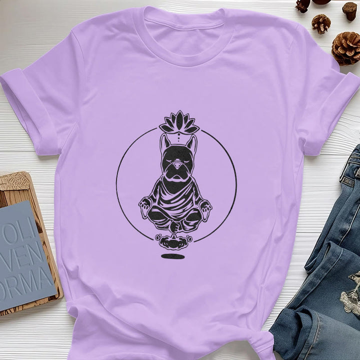 Olivenorma Zen Meditation French Bulldog Lotus T-Shirt
