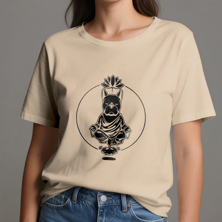 Olivenorma Zen Meditation French Bulldog Lotus T-Shirt