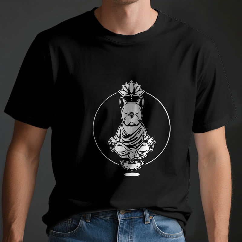 Olivenorma Zen Meditation French Bulldog Lotus T-Shirt