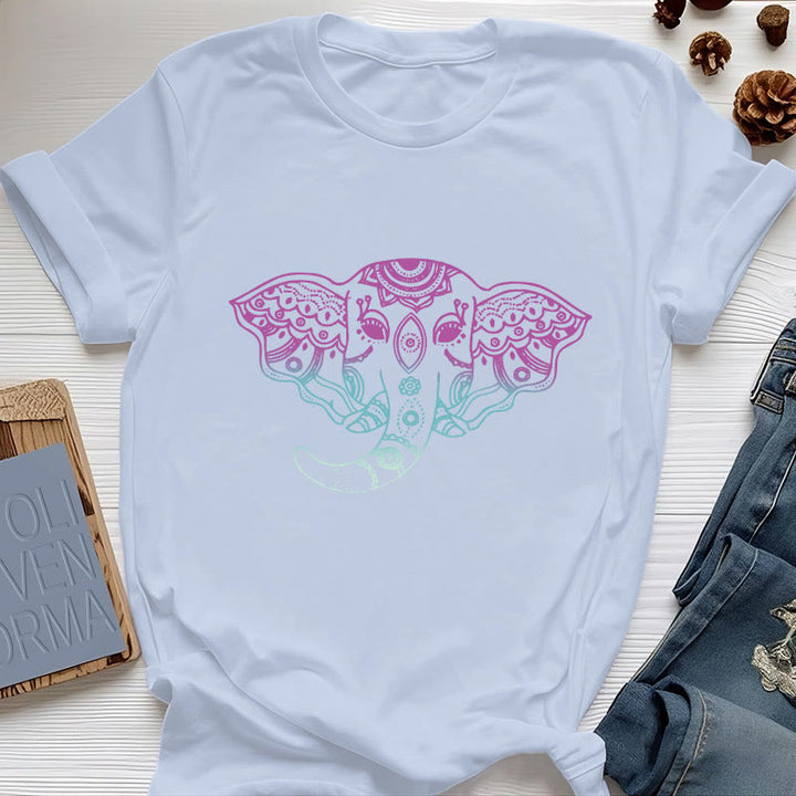 Olivenorma Mystic Elephant Mandala Cotton T-Shirt