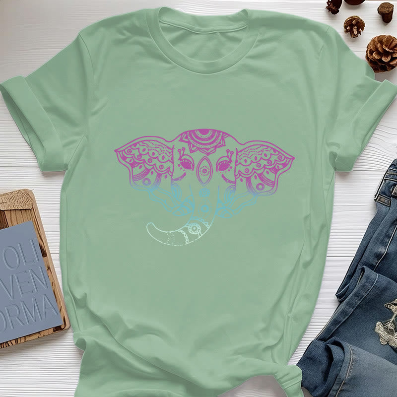 Olivenorma Mystic Elephant Mandala Cotton T-Shirt