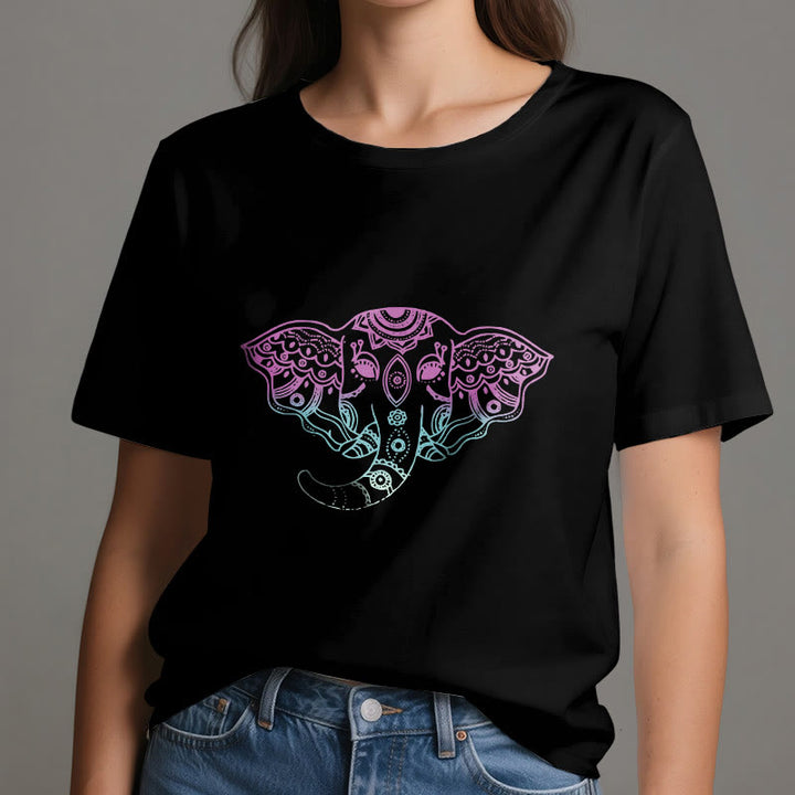 Olivenorma Mystic Elephant Mandala Cotton T-Shirt