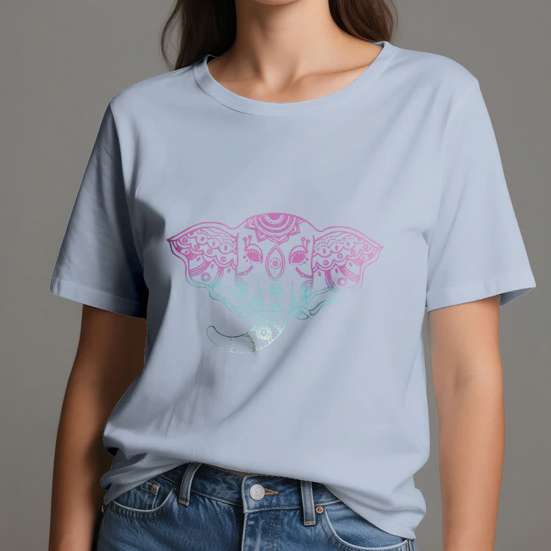 Olivenorma Mystic Elephant Mandala Cotton T-Shirt