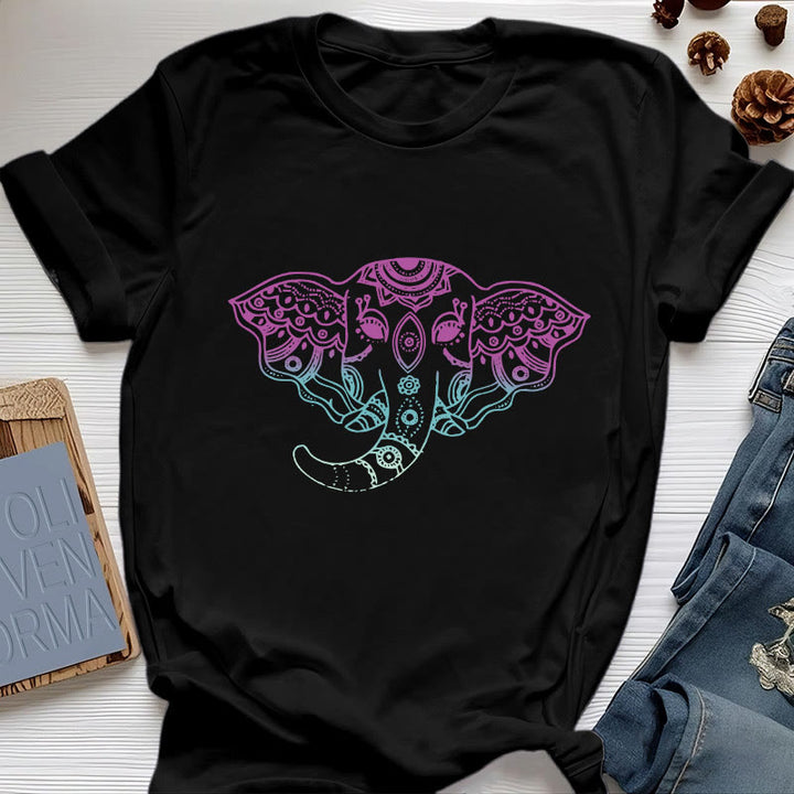 Olivenorma Mystic Elephant Mandala Cotton T-Shirt