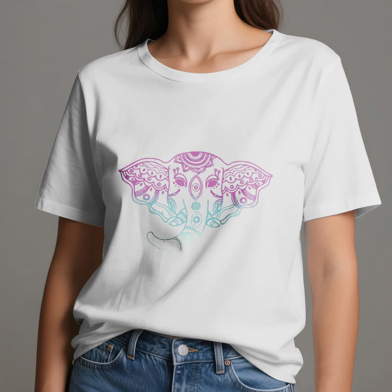 Olivenorma Mystic Elephant Mandala Cotton T-Shirt
