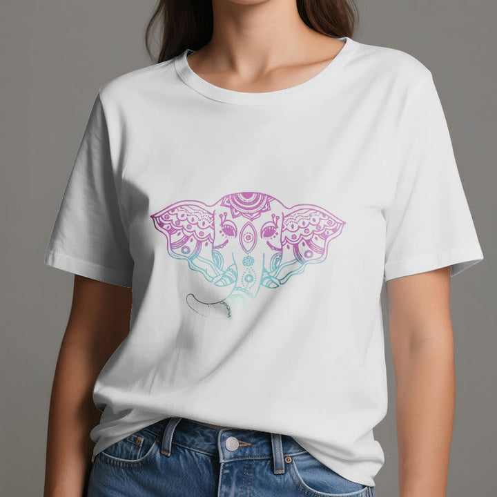 Olivenorma Mystic Elephant Mandala Cotton T-Shirt