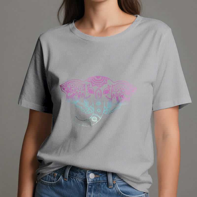 Olivenorma Mystic Elephant Mandala Cotton T-Shirt
