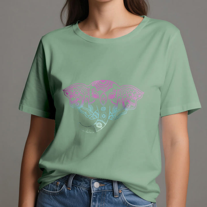 Olivenorma Mystic Elephant Mandala Cotton T-Shirt