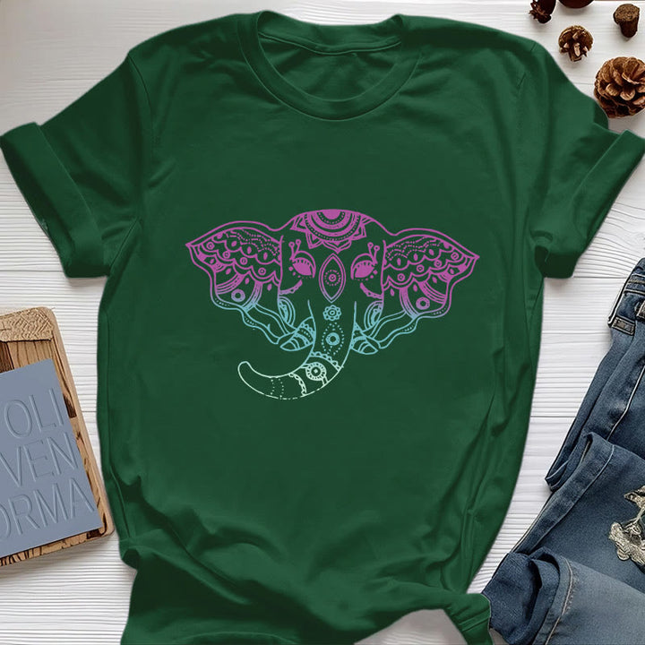 Olivenorma Mystic Elephant Mandala Cotton T-Shirt