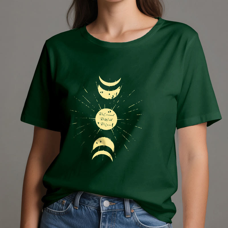 Olivenorma Moon Phases Yoga Cotton T-Shirt