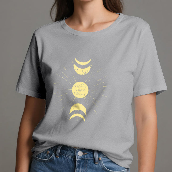 Olivenorma Moon Phases Yoga Cotton T-Shirt
