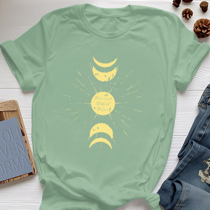 Olivenorma Moon Phases Yoga Cotton T-Shirt