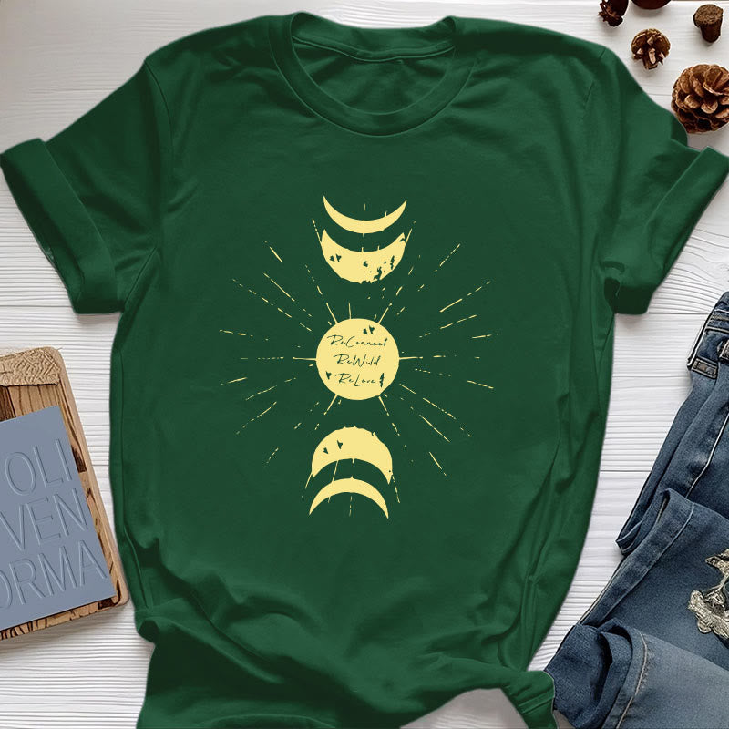 Olivenorma Moon Phases Yoga Cotton T-Shirt