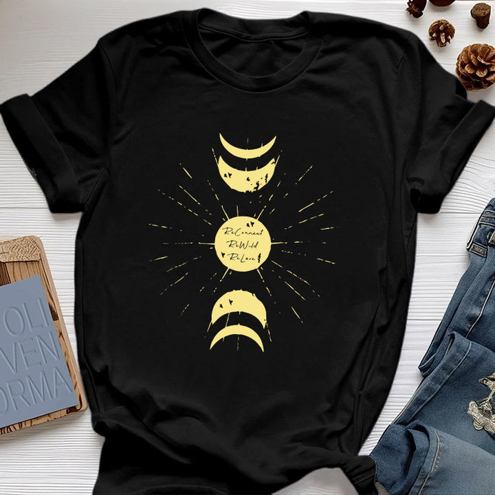 Olivenorma Moon Phases Yoga Cotton T-Shirt