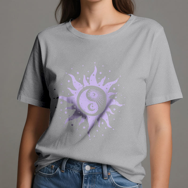 Olivenorma Yin Yang Moon Sun Cotton Comfor T-Shirt