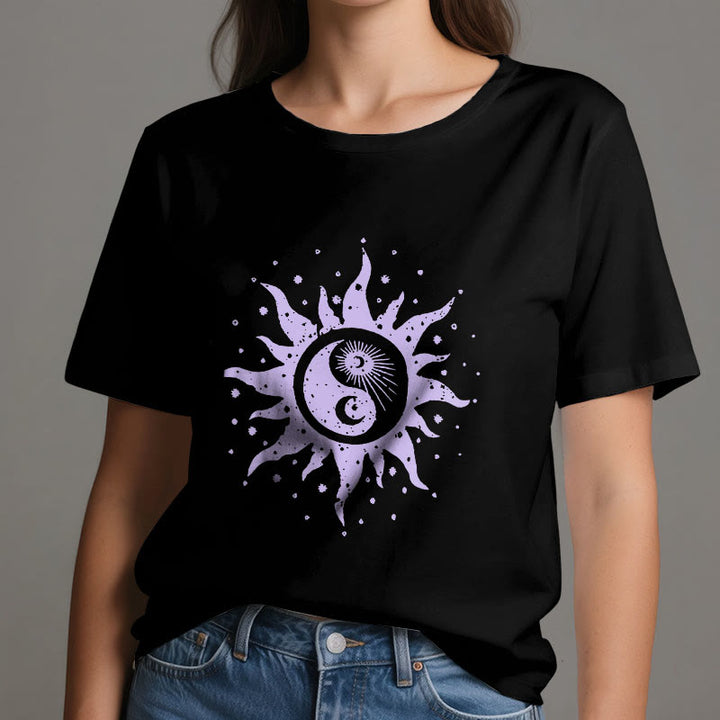 Olivenorma Yin Yang Moon Sun Cotton Comfor T-Shirt