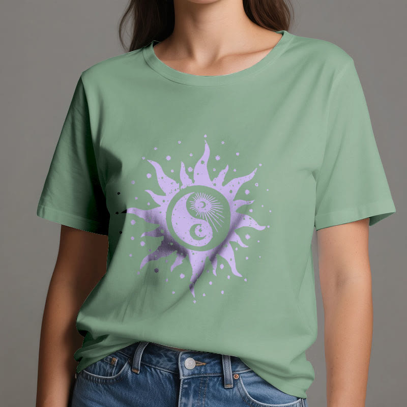 Olivenorma Yin Yang Moon Sun Cotton Comfor T-Shirt