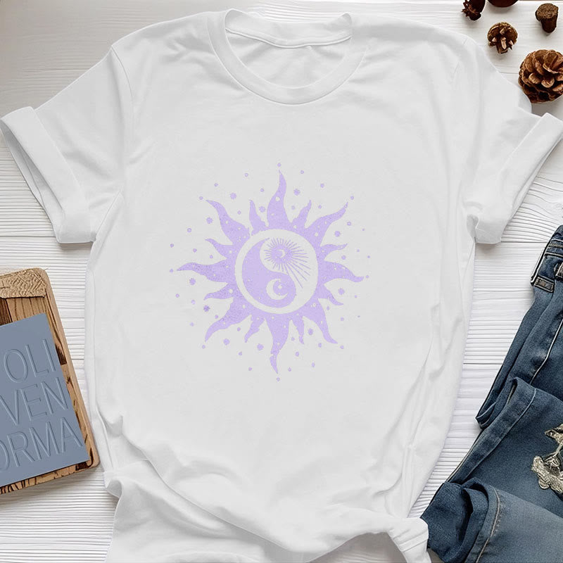 Olivenorma Yin Yang Moon Sun Cotton Comfor T-Shirt