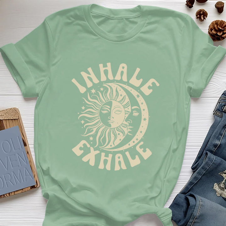 Olivenorma "INHALE EXHALE" Sun & Moon Spititual Tee T-Shirt - Light Green - 2XL - image 18