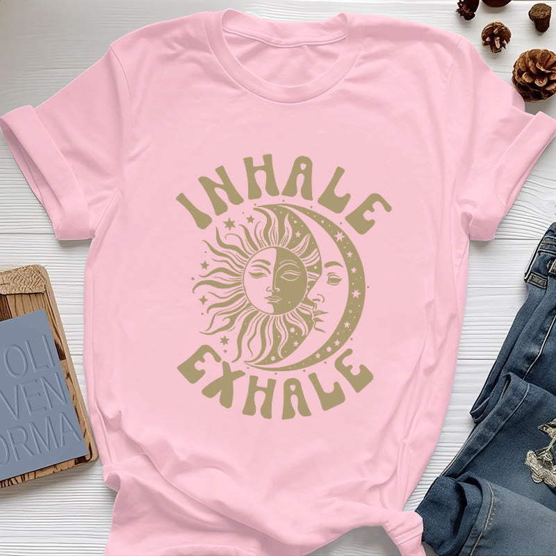Olivenorma "INHALE EXHALE" Sun & Moon Spititual Tee T-Shirt - Pink - 2XL - image 12