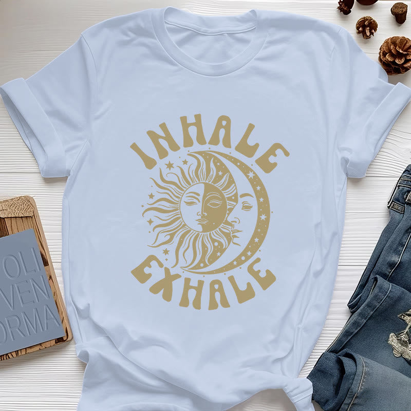 Olivenorma "INHALE EXHALE" Sun & Moon Spititual Tee T-Shirt - Blue - 2XL - image 14