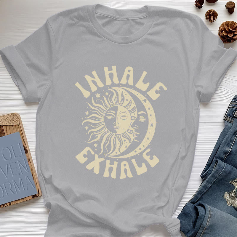 Olivenorma "INHALE EXHALE" Sun & Moon Spititual Tee T-Shirt - Gray - 2XL - image 1