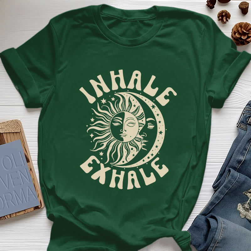 Olivenorma "INHALE EXHALE" Sun & Moon Spititual Tee T-Shirt - Dark Green - 2XL - image 20