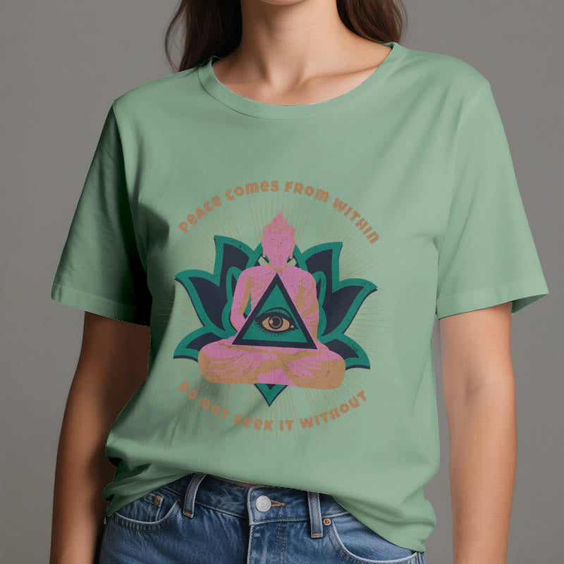 Olivenorma "PEACE COME FROM WITHIN" Buddha Lotus Spiritual T-Shirt - image 19