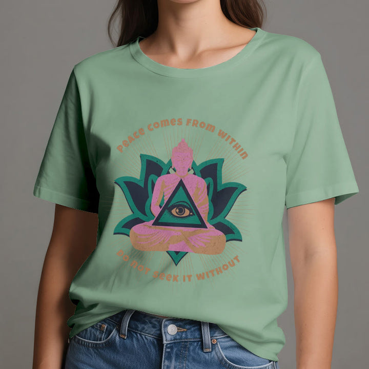 Olivenorma "PEACE COME FROM WITHIN" Buddha Lotus Spiritual T-Shirt - image 19