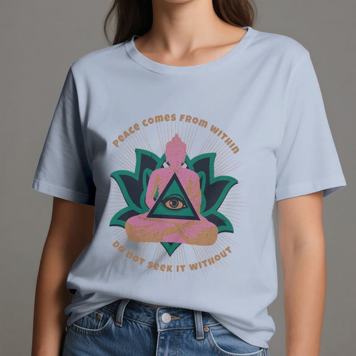 Olivenorma "PEACE COME FROM WITHIN" Buddha Lotus Spiritual T-Shirt - image 13