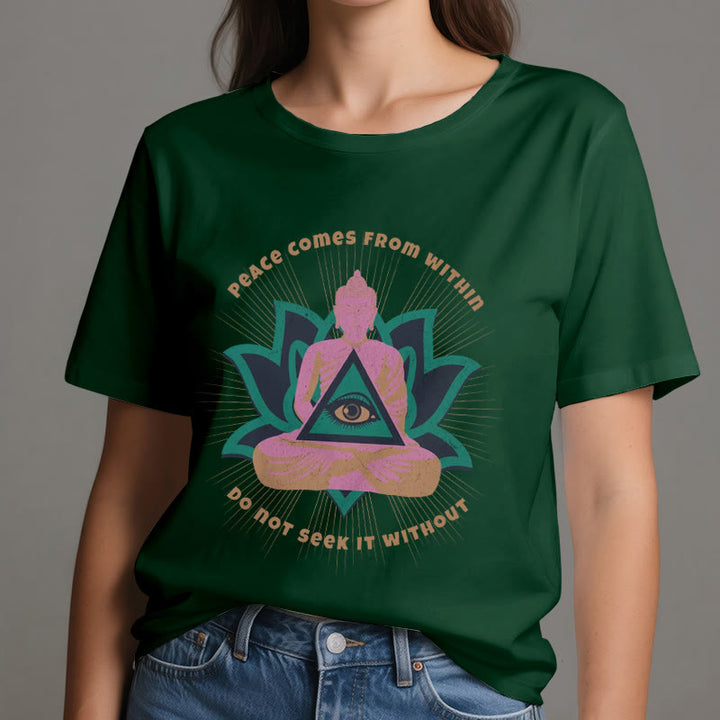 Olivenorma "PEACE COME FROM WITHIN" Buddha Lotus Spiritual T-Shirt - image 21