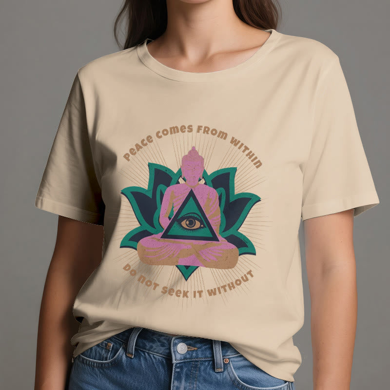 Olivenorma "PEACE COME FROM WITHIN" Buddha Lotus Spiritual T-Shirt - image 11