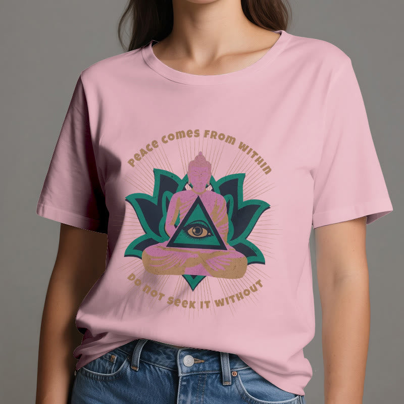 Olivenorma "PEACE COME FROM WITHIN" Buddha Lotus Spiritual T-Shirt - image 15