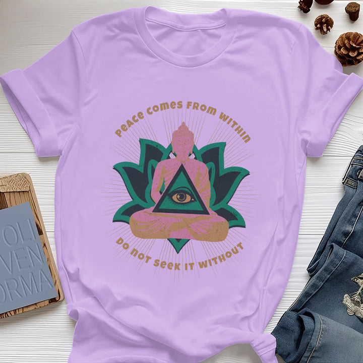 Olivenorma "PEACE COME FROM WITHIN" Buddha Lotus Spiritual T-Shirt - Purple - 2XL - image 16