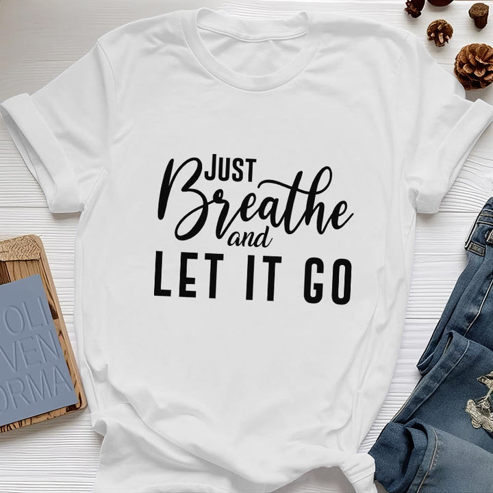 Olivenorma "JUST BREATHE AND LET IT GO" Spiritual Tee T-Shirt - White - 2XL - image 6