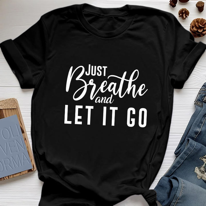 Olivenorma "JUST BREATHE AND LET IT GO" Spiritual Tee T-Shirt - Black - 2XL - image 8