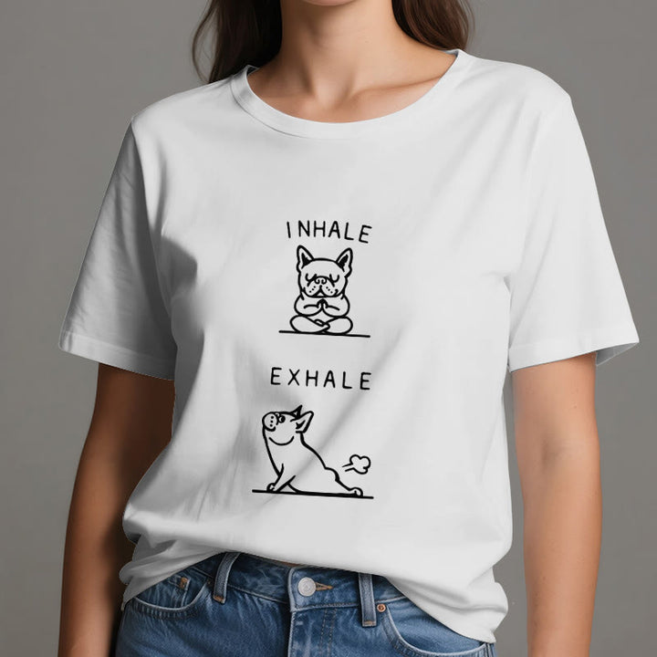 Olivenorma Bulldog "INHALE & EXHALE" Funny Spiritual T-Shirt - image 2