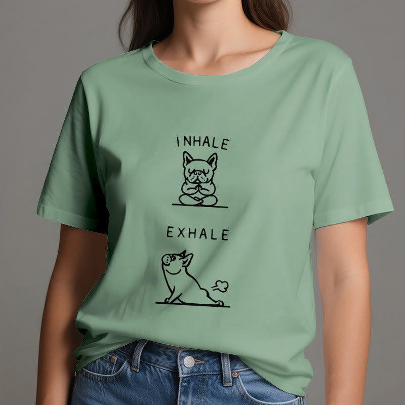 Olivenorma Bulldog "INHALE & EXHALE" Funny Spiritual T-Shirt - image 19