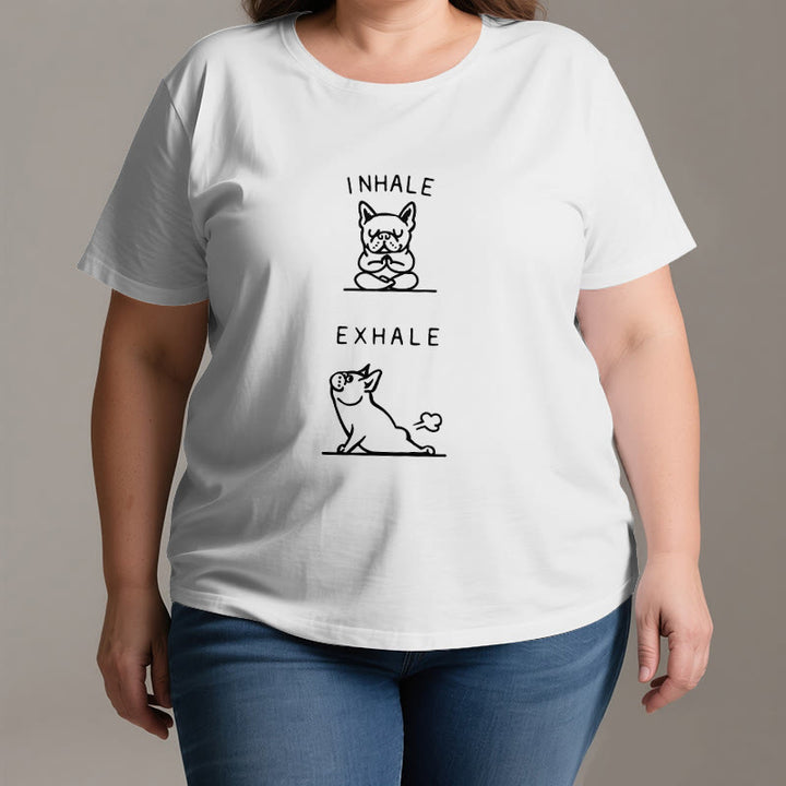 Olivenorma Bulldog "INHALE & EXHALE" Funny Spiritual T-Shirt - image 3