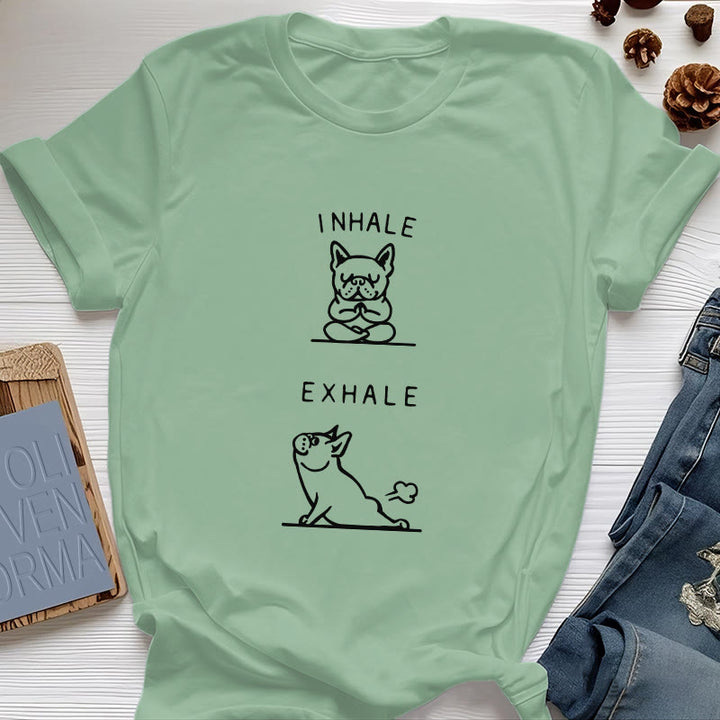 Olivenorma Bulldog "INHALE & EXHALE" Funny Spiritual T-Shirt - Light Green - 2XL - image 18