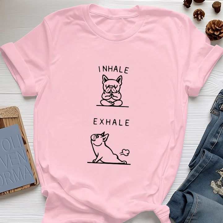 Olivenorma Bulldog "INHALE & EXHALE" Funny Spiritual T-Shirt - Pink - 2XL - image 14