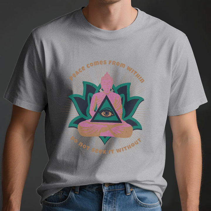Olivenorma "PEACE COME FROM WITHIN" Buddha Lotus Spiritual T-Shirt - image 4