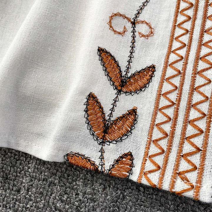 Olivenorma Bohemia Embroidered Lantern Sleeve Women's Shirt