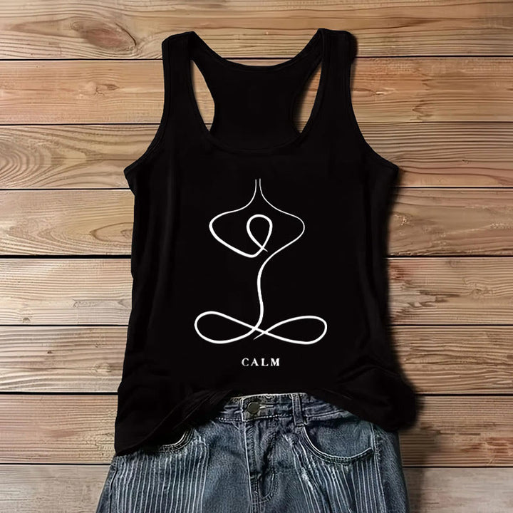 Olivenorma "CALM" & "BREATH" Yoga Tee Spiritual Tank Top - CALM - Black - 3XL - image 6